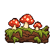 The same mushroom log rebuilt by pixelart.dev at 78 by 78 pixels with a transparent background